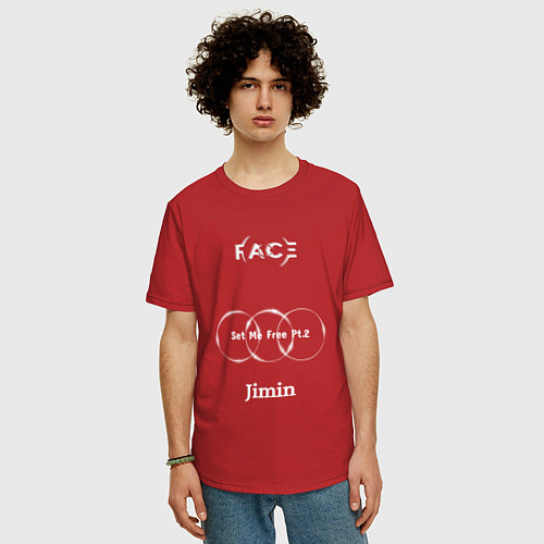 Мужская футболка оверсайз JIMIN FACE Set Me Free / Красный – фото 3