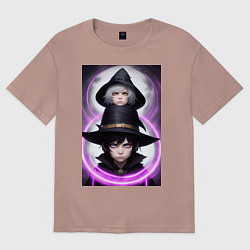 Футболка оверсайз мужская Аниме две ведьмы, цвет: пыльно-розовый