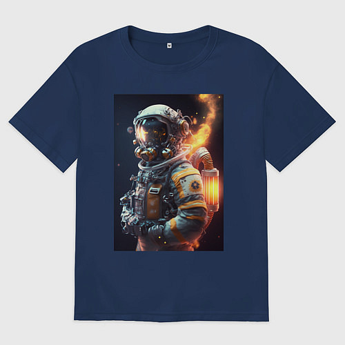 Мужская футболка оверсайз Астронавт покоряющий просторы вселенной / Тёмно-синий – фото 1