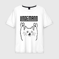 Футболка оверсайз мужская Lindemann - rock cat, цвет: белый