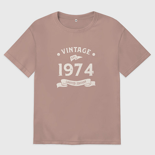 Мужская футболка оверсайз Винтаж 1974 ограниченный выпуск / Пыльно-розовый – фото 1