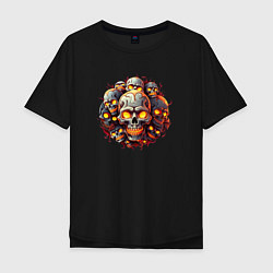 Мужская футболка оверсайз Стайка огненных черепков