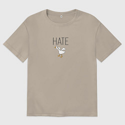 Футболка оверсайз мужская Гусь агрессивный, цвет: миндальный