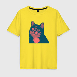 Мужская футболка оверсайз Vintage pixel cat