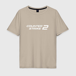 Футболка оверсайз мужская Counter strike 2 лого белый, цвет: миндальный