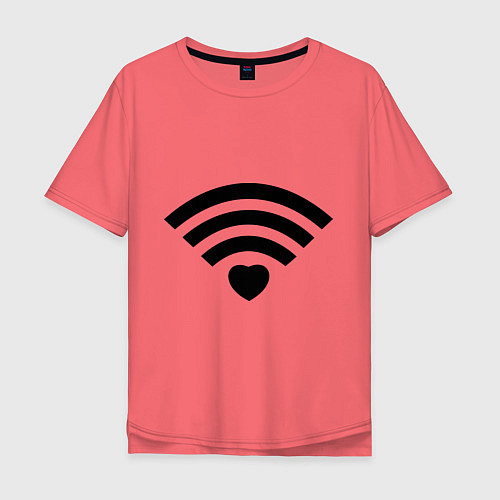 Мужская футболка оверсайз Wi-Fi Love / Коралловый – фото 1