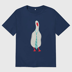 Мужская футболка оверсайз Гусь в галстуке