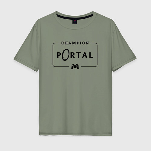 Мужская футболка оверсайз Portal gaming champion: рамка с лого и джойстиком / Авокадо – фото 1