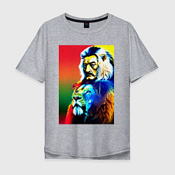 Мужская футболка оверсайз Salvador Dali and lion