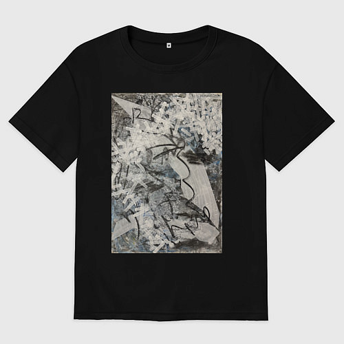 Мужская футболка оверсайз Абстракция небо / Черный – фото 1