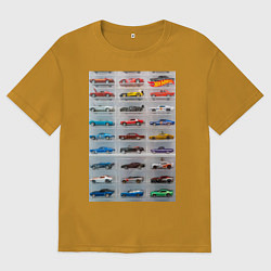 Футболка оверсайз мужская Hot Wheels - collection Автомобили на полке, цвет: горчичный