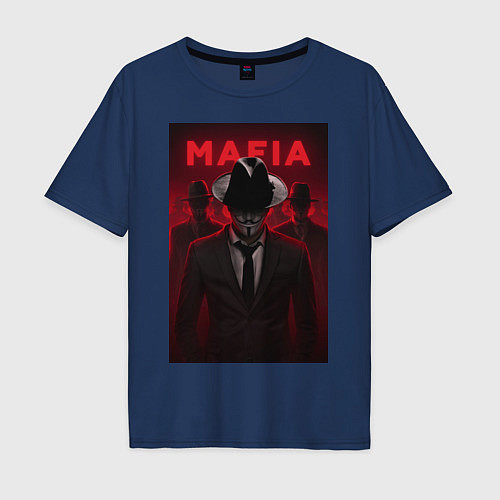 Мужская футболка оверсайз Мафия анонимусов / Тёмно-синий – фото 1