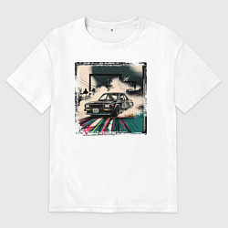 Футболка оверсайз мужская JDM дрифт, цвет: белый