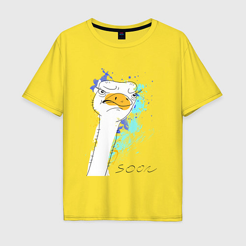 Мужская футболка оверсайз Злобный страус: soon / Желтый – фото 1