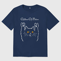 Футболка оверсайз мужская Children of Bodom rock cat, цвет: тёмно-синий