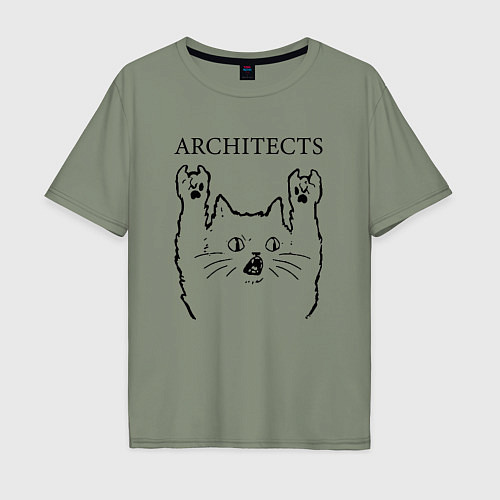 Мужская футболка оверсайз Architects - rock cat / Авокадо – фото 1