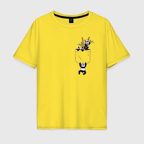 Мужская футболка оверсайз Карманные панды / Желтый – фото 1