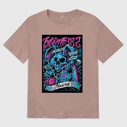 Мужская футболка оверсайз Blink 182 рок группа / Пыльно-розовый – фото 1