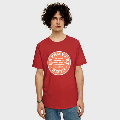 Мужская футболка оверсайз Club Extrovert / Красный – фото 3