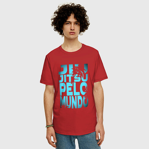 Мужская футболка оверсайз Jiu Jitsu Pelo Mundo / Красный – фото 3