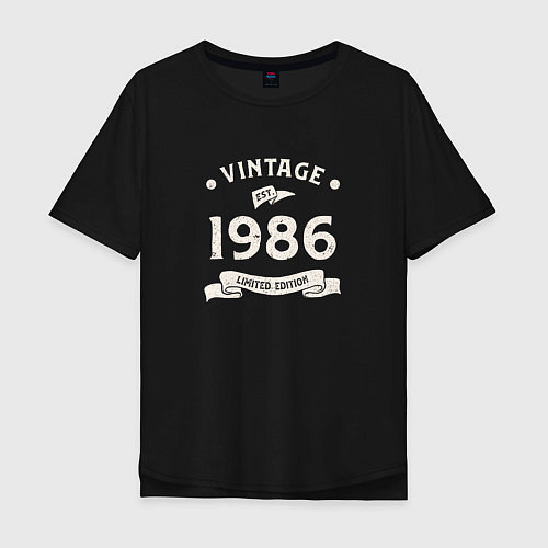 Мужская футболка оверсайз Винтаж 1986 ограниченный выпуск / Черный – фото 1