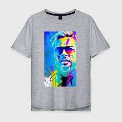 Футболка оверсайз мужская Brad Pitt - sketch - pop art, цвет: меланж