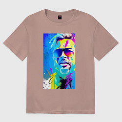 Футболка оверсайз мужская Brad Pitt - sketch - pop art, цвет: пыльно-розовый