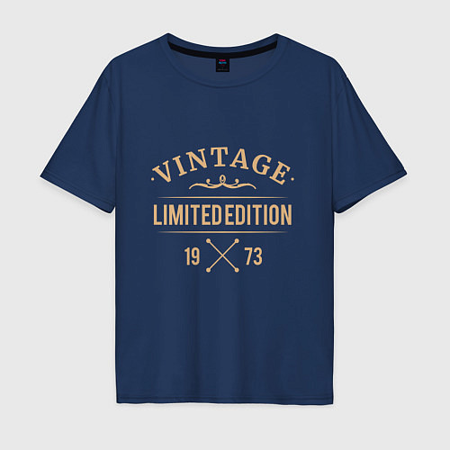 Мужская футболка оверсайз Vintage limited edition 1973 / Тёмно-синий – фото 1