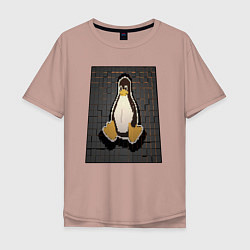 Мужская футболка оверсайз Linux Tux cubed
