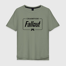 Мужская футболка оверсайз Fallout gaming champion: рамка с лого и джойстиком