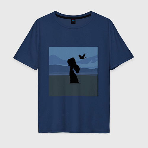 Мужская футболка оверсайз Замерзшая / Тёмно-синий – фото 1