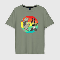 Футболка оверсайз мужская I do what i want, цвет: авокадо