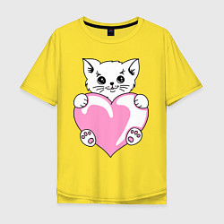 Футболка оверсайз мужская Влюбленный котик, цвет: желтый