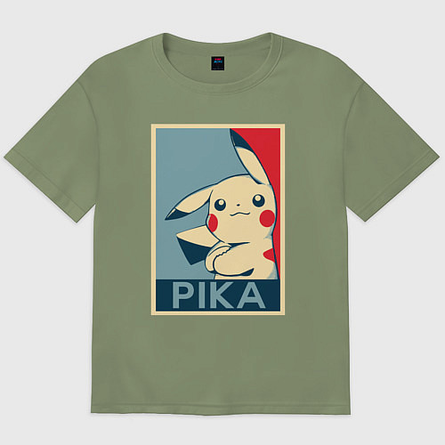 Мужская футболка оверсайз Pika obey / Авокадо – фото 1