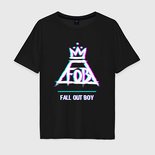 Мужская футболка оверсайз Fall Out Boy glitch rock / Черный – фото 1