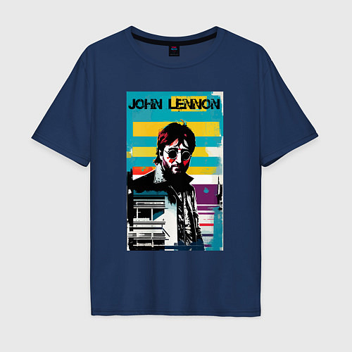 Мужская футболка оверсайз John Lennon - street art - legend / Тёмно-синий – фото 1