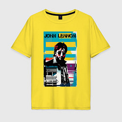 Футболка оверсайз мужская John Lennon - street art - legend, цвет: желтый