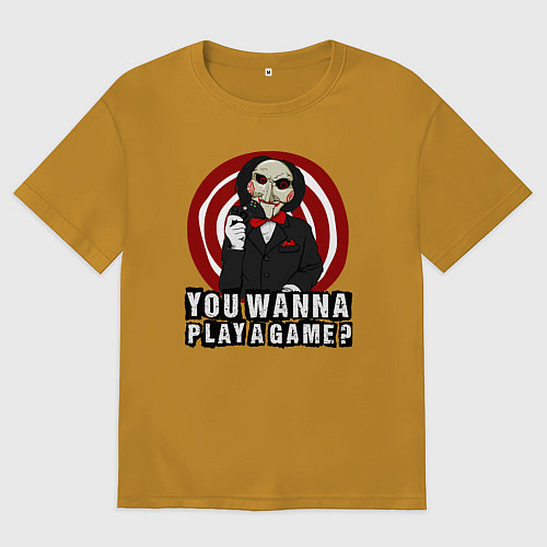 Мужская футболка оверсайз You wanna play a game / Горчичный – фото 1