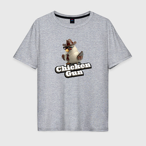 Мужская футболка оверсайз Chicken Gun illustration / Меланж – фото 1