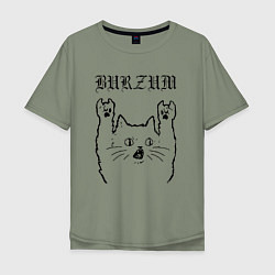 Футболка оверсайз мужская Burzum - rock cat, цвет: авокадо