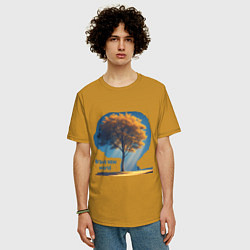 Футболка оверсайз мужская Дивный новый мир, цвет: горчичный — фото 2
