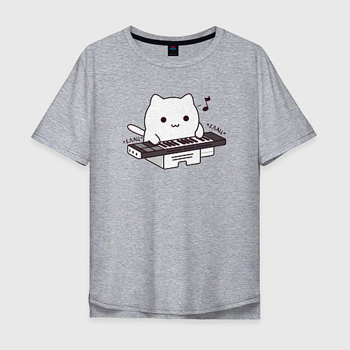Мужская футболка оверсайз Аниме Бонго кот / Меланж – фото 1