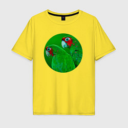 Футболка оверсайз мужская Два зелёных попугая, цвет: желтый