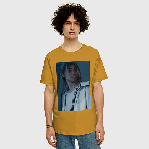 Мужская футболка оверсайз Алиса в пограничье Чишия / Горчичный – фото 3