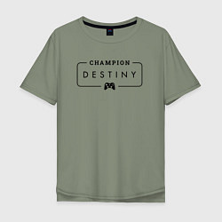 Мужская футболка оверсайз Destiny gaming champion: рамка с лого и джойстиком