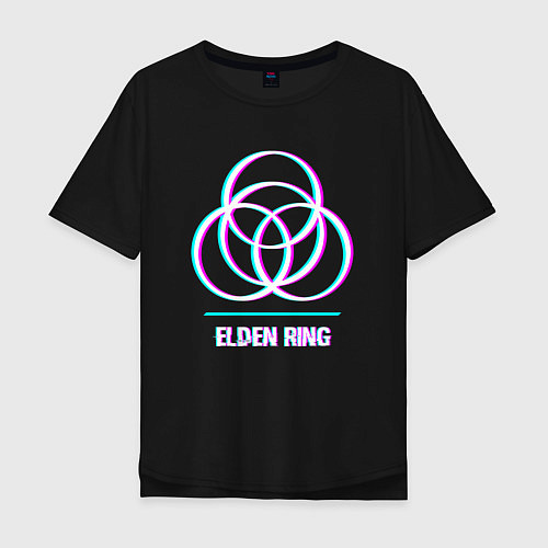 Мужская футболка оверсайз Elden Ring в стиле glitch и баги графики / Черный – фото 1