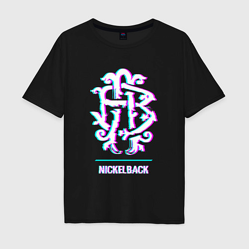 Мужская футболка оверсайз Nickelback glitch rock / Черный – фото 1