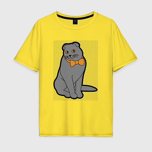 Мужская футболка оверсайз Кот в бабочке / Желтый – фото 1