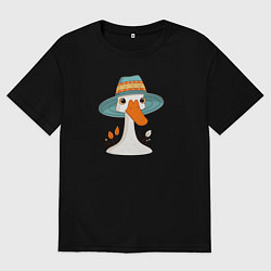 Мужская футболка оверсайз Гусь в шляпе