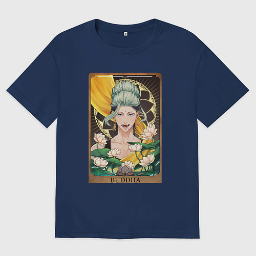 Мужская футболка оверсайз The Buddha Tarot Card / Тёмно-синий – фото 1